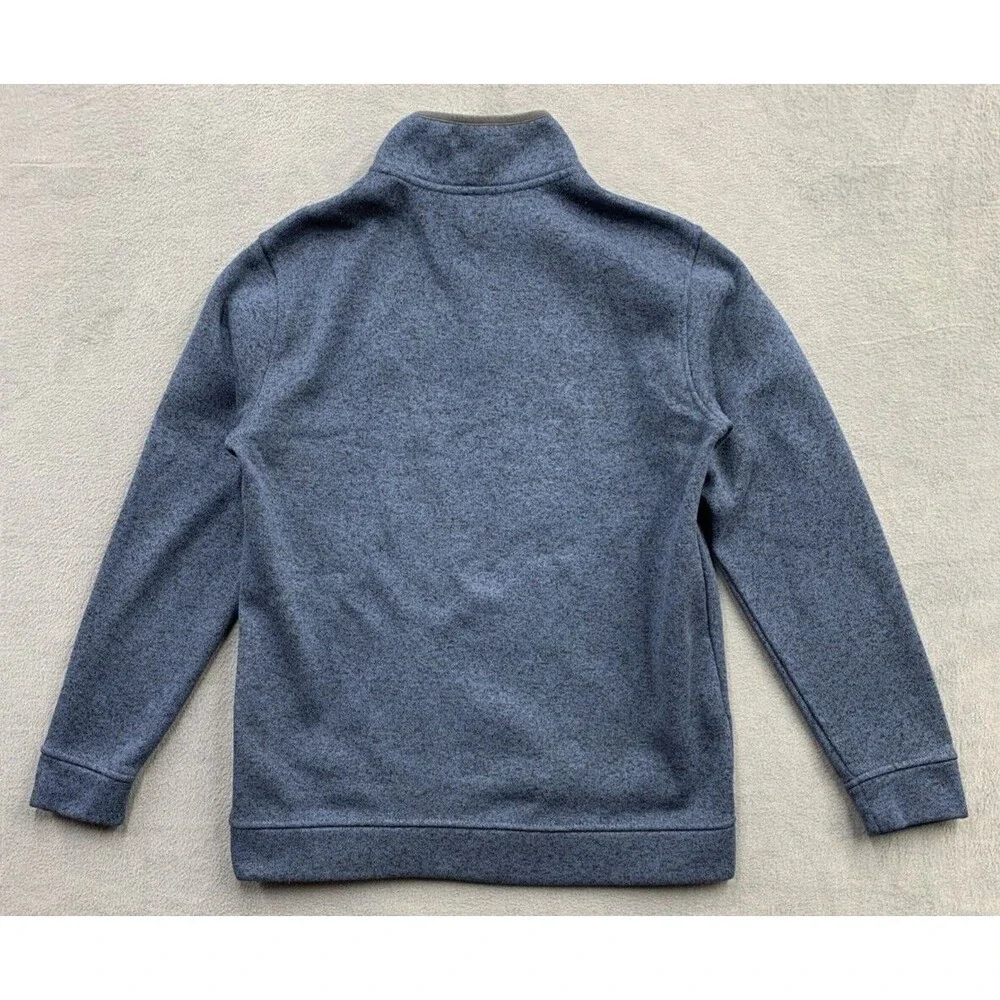 Eddie Bauer Sweater Adult Men Large Dark Blue Fleece Henley Pullover Snap Button